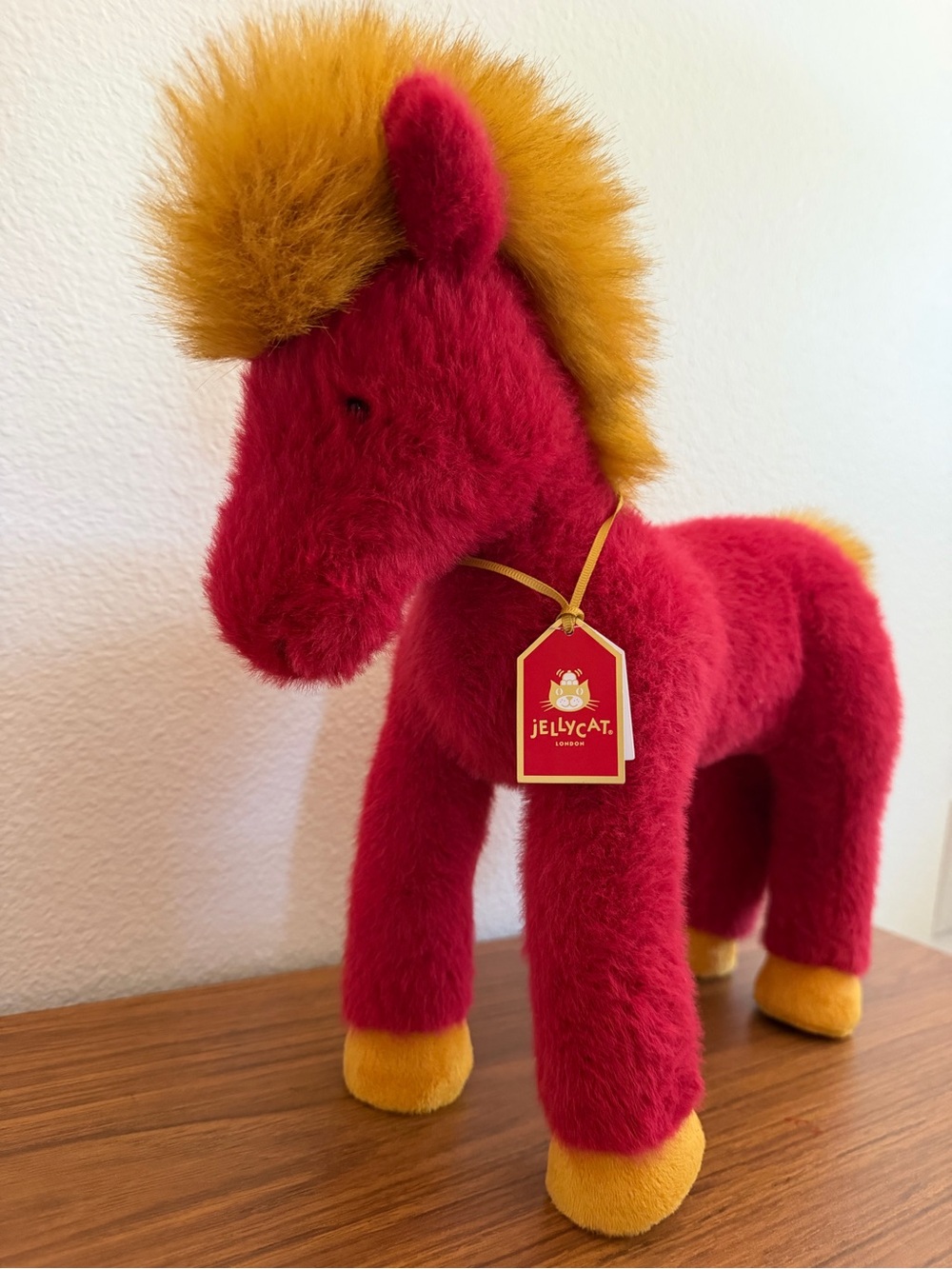 Jellycat Red Plush Horse with Gold Mane & Hooves lunar new year